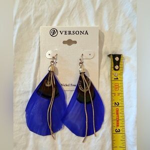💙 Versona Vibrant Blue Feather Earrings